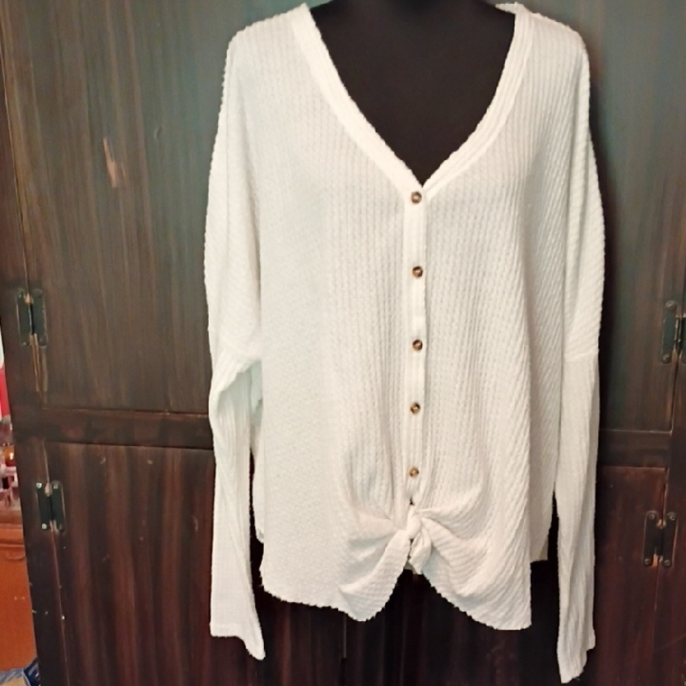 Urban Outfitters Ivory Button-Front Cardigan